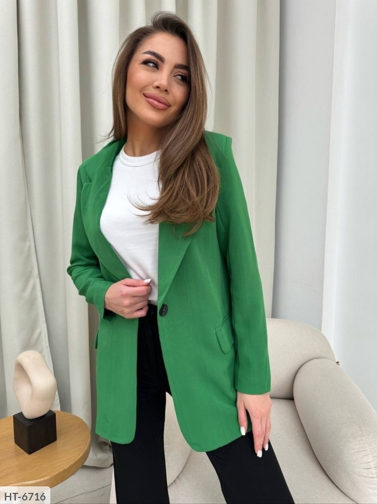 Жіночий піджак діловий класичний строгий стильний подовжений вільного крою на ґудзиках розміри 42-48