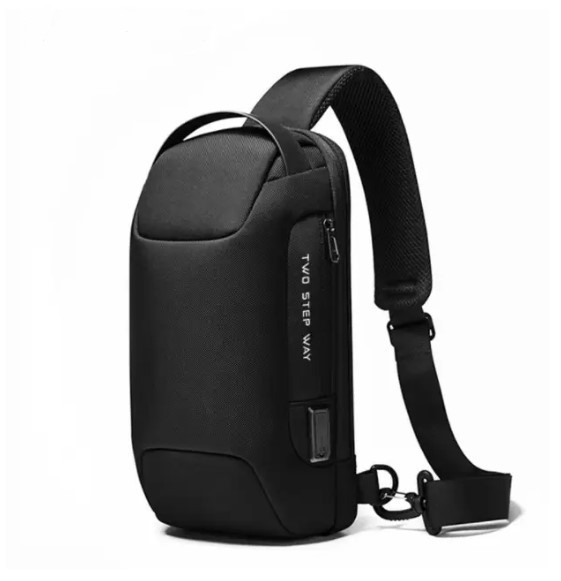 Нагрудная сумка мужская водонепроницаемая Bange с USB, черный цвет ( код: IBM028B ) - фото 1 - id-p1527067918