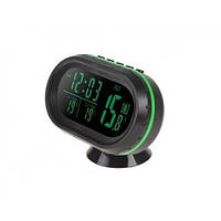 Часы термометр вольтметр автомобильные VST 7009V Черный с зеленым (008099) DH, код: 950590