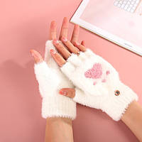 Зимние перчатки без пальцев с сердцем Jsstore Белые IN, код: 7438118