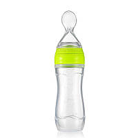 Бутылочка для кормления SUNROZ силиконовая с ложечкой и колпаком 120 мл Зеленый (SUN1391) DH, код: 147045