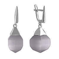 Серебряные серьги SilverBreeze с кошачим глазом (2053811) UP, код: 6434365