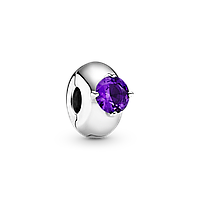 Серебряный шарм-клипса Pandora Пурпурный круглый солитер 799204C02 GG, код: 7361169