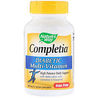 Комплекс для профилактики диабета Nature's Way Completia Diabetic Multi-Vitamin Iron Free 90 NX, код: 7738114