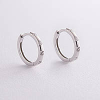 Серебряные серьги - кольца (фианиты) OR110510 Оникс QT, код: 7740847