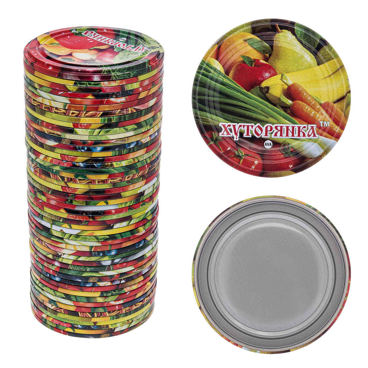 Кришка металева повноколір для консервування СКО 1-82 Хуторянка (50шт/пак)