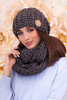 Комплект «Косою» (шапка та шарф-снуд) Braxton темно-сірий + графіт 56-59 UL, код: 6160020