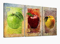 Модульная картина ProfART 536_3 70 x 110 см Сочные яблоки (hub_Hbva74811) GG, код: 1225770