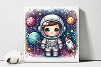 Картина на натуральном холсте. "Космонавт", размер 40х40 см