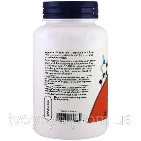 Аминокомплекс NOW Foods GABA 500 mg 200 Veg Caps TV, код: 7518357 - фото 3 - id-p2161460217