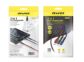 Шнур для моб. CL971 AWEI 3в1 Lightning, Micro, Type-C