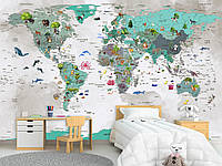 Самоклеющиеся плёнка Oracal с рисунком "Детская карта мира", декор для детской комнаты