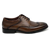 Чоловічі класичні туфлі коричневі шкіряні зі шнуровкою та перфорацією Sergio Billini 51234-251 розмір 40, фото 4