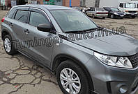 Дефлектори вікон (вітровики) з хромом молдингом Suzuki Vitara 2015-2024 (Uncle)