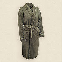 Теплый мужской халат велсофт М хаки UP, код: 8446899