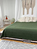 Плед покривало Pike, 100% бавовна, темно-зелений (Бутилочний) колір, 100см х 230см (уцінка), фото 8