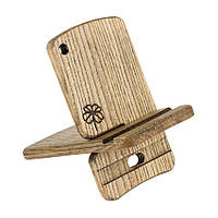 Дерев'яна підставка для телефона Клевер із чохлом Minkovka Деревина ясена 13 см 8 см Античний UP, код: 8139546