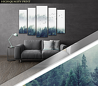 Модульна картина Poster-land у вітальню спальню Туманний ліс Art-417_5 ( 80х118см ) Poster- GG, код: 6501952