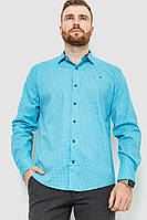 Рубашка мужская классическая с принтом 214R7400 Бирюзово-синий Ager M IN, код: 8227394