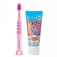 Набор Curaprox Brush-Baby от 3 до 4 лет (зубная паста и розовая щетка), единорожка