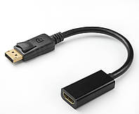 Перехідник моніторний Lucom DisplayPort-HDMI M F (HDMIекран) v1.2 4K30Hz 0.2m чорний (78.01.9 TV, код: 7455457