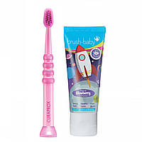 Набор Curaprox Brush-Baby от 3 до 4 лет (зубная паста и розовая щетка), ракета