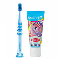 Набор Curaprox Brush-Baby от 3 до 4 лет (зубная паста и синя щетка), единорожка