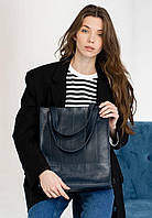 Кожаная женская сумка шоппер Бэтси темно-синий краст BlankNote ET, код: 8132468