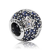 Серебряный шарм Pandora Синие звёзды 791382CZ ET, код: 7359457