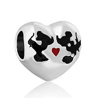 Серебряный шарм Pandora Disney Minnie Mickey Kiss 791443ENMX ET, код: 7359593