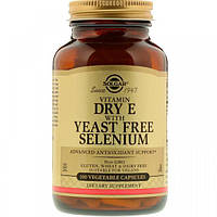 Витамин E Solgar Vitamin Dry E with Yeast Free Selenium 100 Veg Caps TR, код: 7519204