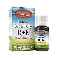 Витамины и минералы Carlson Labs Super Daily D3+K2 2000 IU & 45 mcg, 10.16 мл CN9381 SP