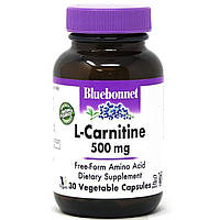 L-Carnitin 500 мг Bluebonnet Nutrition 30 вегетарианских капсул GG, код: 7679527