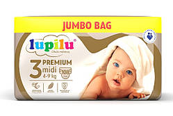 Підгузки Lupilu Premium JUMBO BAG Midi 3 4-9 кг 108 шт SC, код: 7620226
