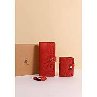 Набор женских кожаных аксессуаров Маракеш Красный BlankNote PZ, код: 8310688