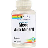 Мультиминеральный комплекс Solaray Mega Multi Mineral Iron Free 200 Caps SOR-04514 GG, код: 7705569