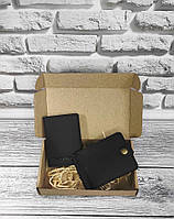 Подарочный набор DNK Leather 6 зажим + обложка на права ID паспорт Черный 18х10х3,5 см PZ, код: 6766952
