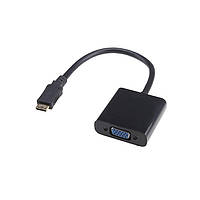Перехідник моніторний Lucom HDMI mini-VGA HD15 M F 0.20m (VGA-екран) 1080p Screw чорний (62.0 KP, код: 7455014