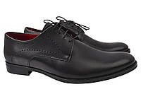 Туфлі чоловічі з натуральної шкіри на шнурівці на низькому ходу Чорні Fabio Conti 35-21DT 44 DH, код: 7362950