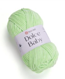 Нитки пряжа для в'язання велюрова плюшева DOLCE BABY YarnArt Дольче Бебі Ярнарт № 850 - лайм (упаковка)