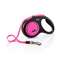 Поводок рулетка для собак Flexi New Neon М 5 м до 25 кг розовый GG, код: 7722060
