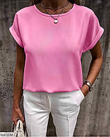 Блуза футболка женская стильная повседневная базовая однотонная с коротким рукавом размеры 42-48 арт 888