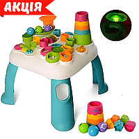 Детский развивающий игровой стол BAMBI QX-9116 Интерактивный столик многофункциональный для малышей Голуб Cor