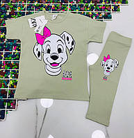 Костюм дитяча футболка з бриджами 101 dalmatians для дівчинки розмір 2-8 років, колір уточнюйте під час замовлення