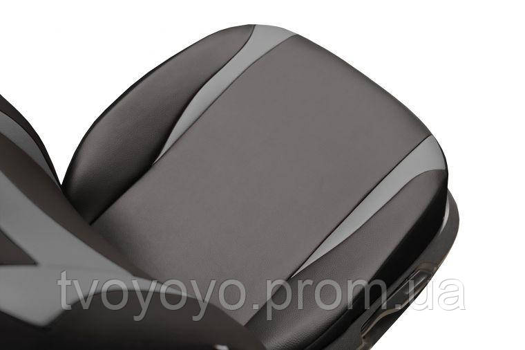 Авточехлы из эко кожи KIA Carens 2007-2012 POK-TER Design Leather с серой вставкой TV, код: 8036756 - фото 5 - id-p2163859851
