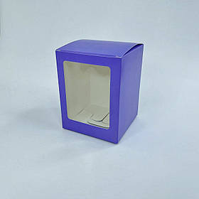 Коробка для чашки та міні-Паски, 100*100*130 мм, з вікном, "Лаванда" (новорічна кулька до Ø10 см)