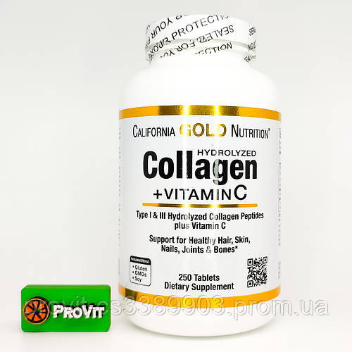Коллаген California Gold Nutrition Hydrolyzed Collagen + Vitamin C 250 ...