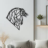 Деревянная картина на стену, декор в комнату "Голова Лошади Геометрия", стиль минимализм 50x50 см