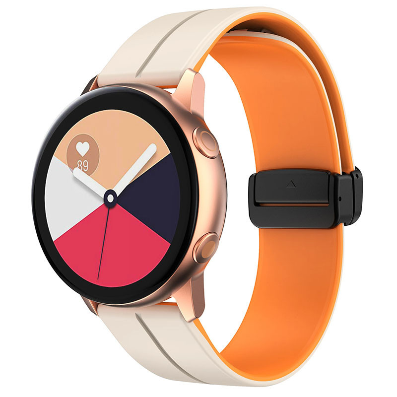 Силіконовий ремінець Classy для Smart Watch 20mm White / Orange, фото 1