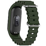 Ремінець Ocean Band для Xiaomi Mi Band 3/4/5/6/7 Зелений / Dark Olive, фото 3